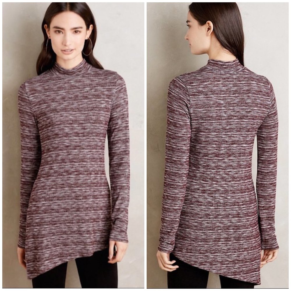 Anthropologie Everleigh Skewed Mock Neck Tee